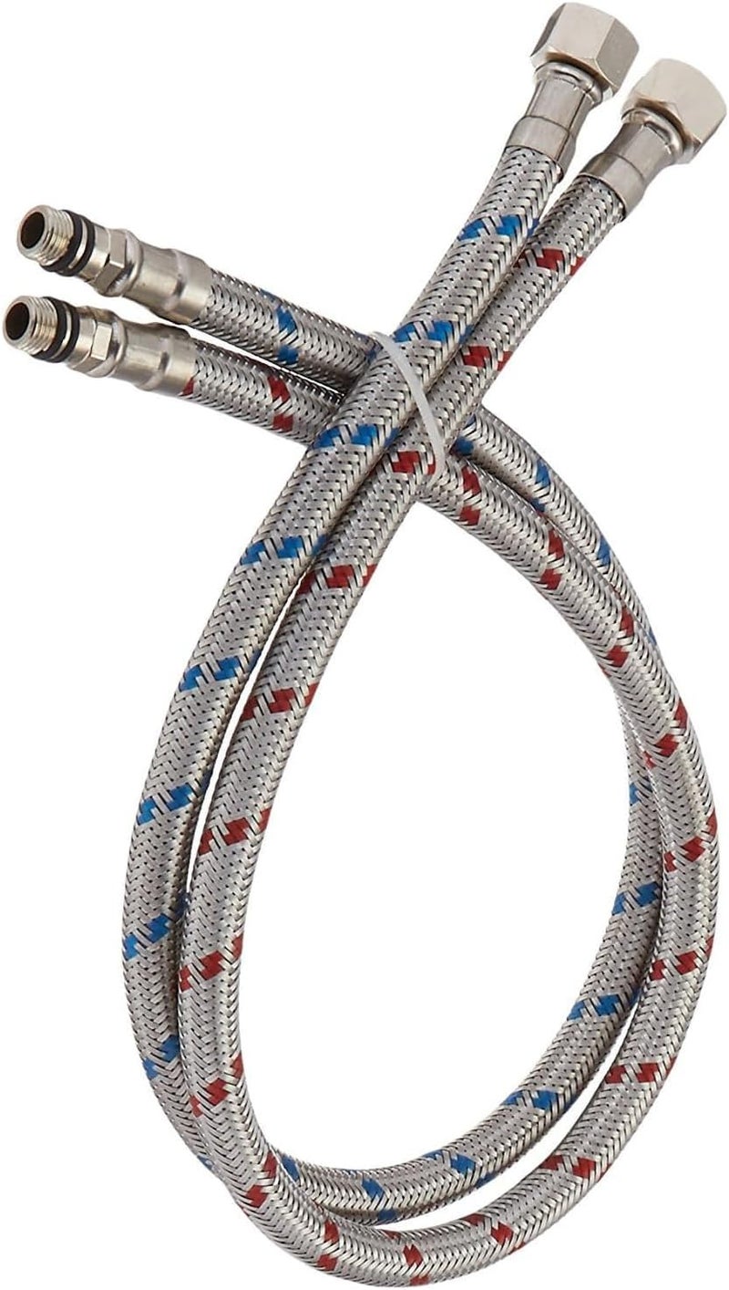 RUITHOE 16" Flexible Connector Braided Stainless Steel Bathroom Faucet Supply Lines Bathroom Kitchen Faucet Hose Length 3/8-Inch Female Compression Thread x M10 Male Connector x 2 Pcs (1 Pair) - Image 1